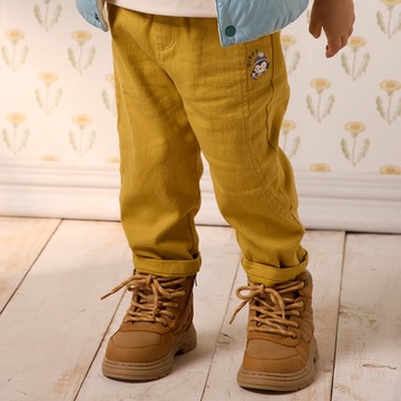 PIPPY 可愛小熊帥氣長褲 黃-090-100