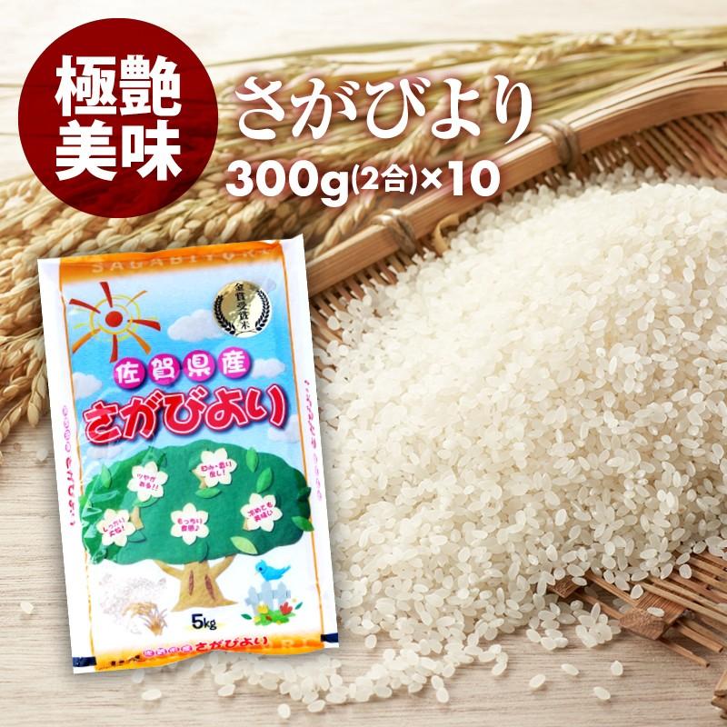 無洗米 プロが選ぶ厳選 一等米 米 食味ランク 特A さがびより 2合 (300g) 10パック 精米 佐賀県産