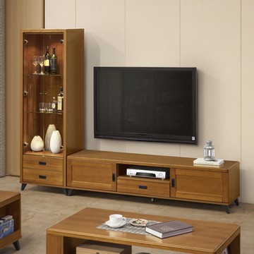 MUNA家居 莫爾樟木色8尺L櫃(展示櫃+6尺電視櫃) 240.5X40X182cm