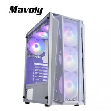 荔枝 水果系列-電腦機殼 玻璃透側機箱 白 (附定光ARGB風扇x6+可控燈效開關)