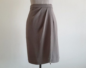 ANNE KLEIN 復古風設計 棕色裙 女款 羊毛 垂墜 高腰 S 26腰圍