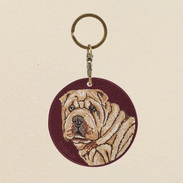 EMJOUR 雙面刺繡吊飾 - 沙皮犬 | 仿真刺繡