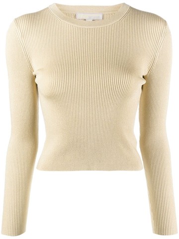 Michael Kors Long Sleeve Cropped Crew-Neck Sweater