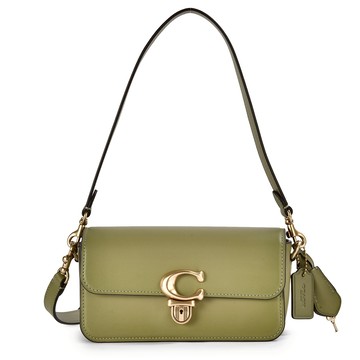COACH Studio Baguette金屬C字質感皮革肩背包 斜背包(抹茶綠)194380-2｜GoBrand購名牌