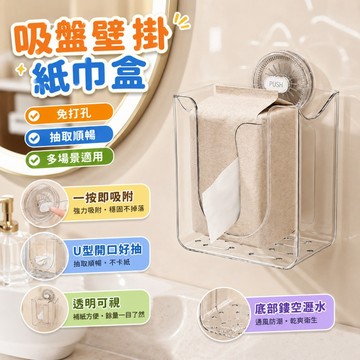 🔥隔日到貨🔥吸盤面紙盒 吸盤紙巾盒 洗臉巾收納 洗臉巾收納盒 吸盤衛生紙盒 吸盤衛生紙架 浴室面紙盒 壁掛收納盒 紙巾盒