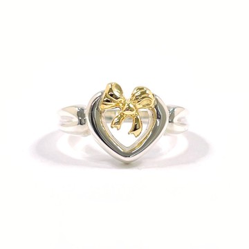 【日本直購．二手美品】8.5號 蒂芙尼 TIFFANY&Co. 戒指 愛心 緞帶 925銀/K18