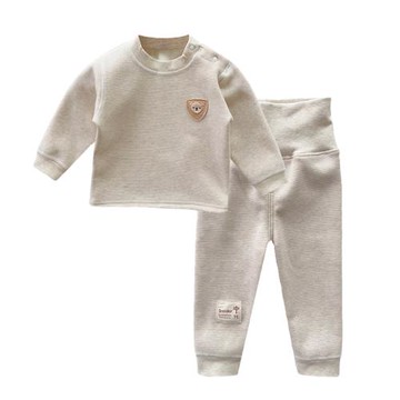 寶寶蠶絲羊絨保暖內衣套裝冬季嬰兒加絨高腰護肚秋衣秋褲兒童睡衣