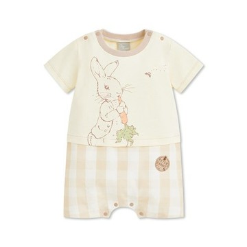 可愛比得個性格子側開短袖兔裝