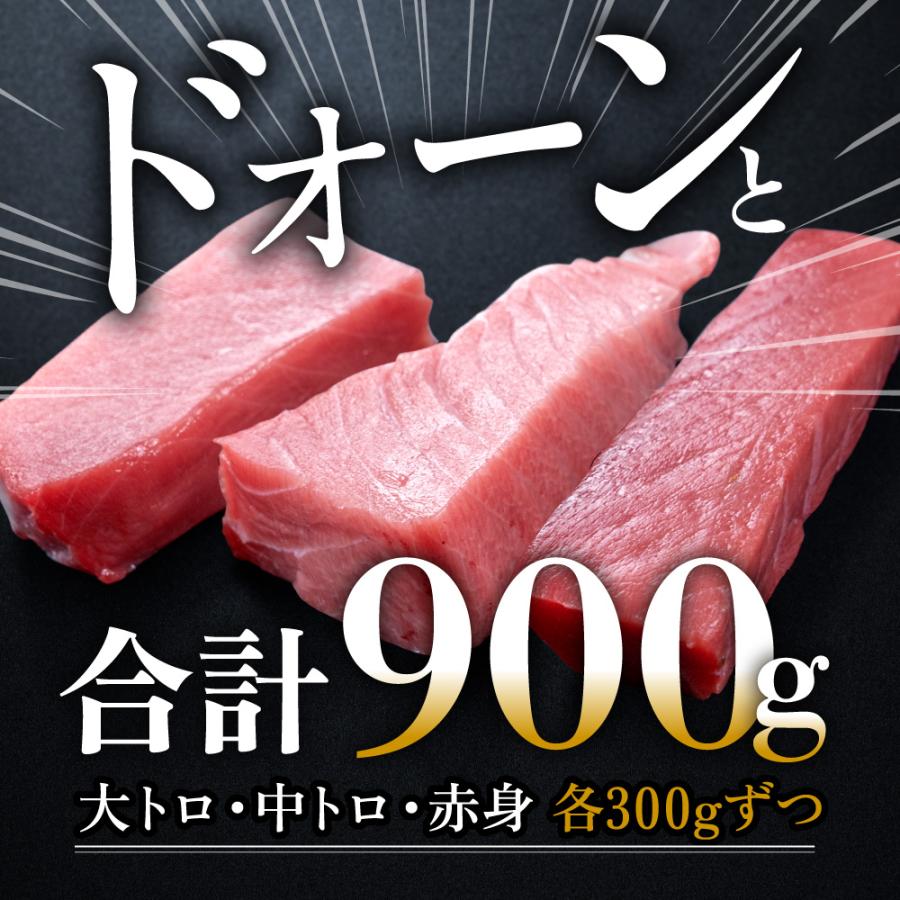 マグロ 本まぐろ 生まぐろ 国産生本マグロ 刺し身 冷蔵でお届け！大トロ 中トロ 赤身の食べ比べセット合計900グラム（各300g）お取り寄せ お歳暮 プレゼント