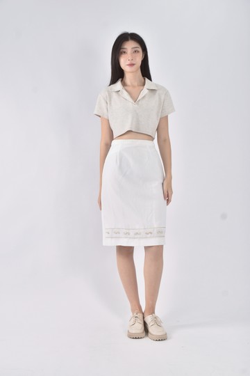 (S) vicki棉質金蔥白色長裙