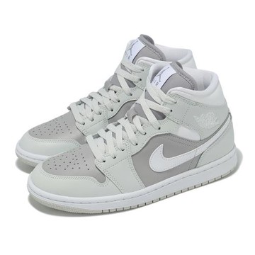 Nike 休閒鞋 Wmns Air Jordan 1 Mid 女鞋 男鞋 灰 粉紫 AJ1 中筒 BQ6472-008
