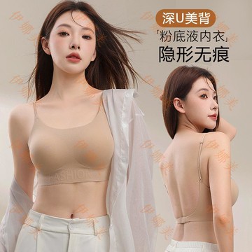 【臺灣出貨👙】原版無痕粉底液內衣女小胸聚攏顯大上託抹胸防走光隱形美背文胸罩【伊娜美】