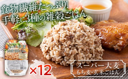 栄養満点！スーパー大麦もち麦・玄米ごはん12個セット 山形県産つや姫 パックライス F21A-247