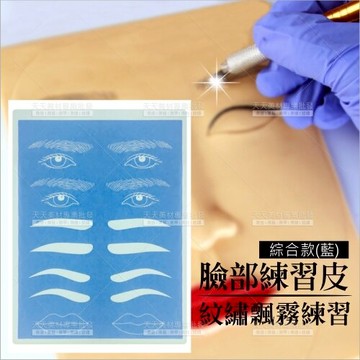 (9號/綜合款-藍)化妝紋繡飄霧眉眼唇專用臉部矽膠練習皮-單入[57932]