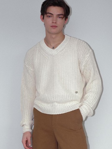 UNISEX, Fresco Paper V Neck Knit