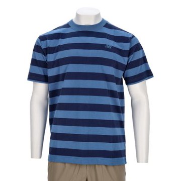 New Balance NB 男款 藍色 美版 滿版撞色 橫條紋 上衣 運動 休閒 短袖 MT51524SET