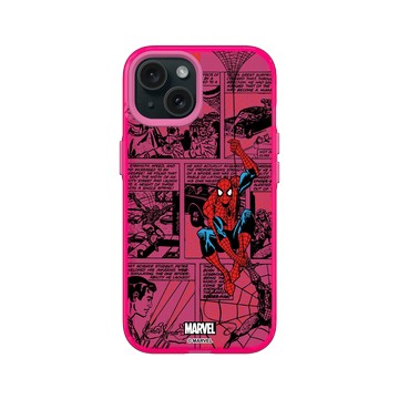 iPhone 15 Clear 粉漾桃 - 迪士尼-漫威 Marvel - 蜘蛛人-漫畫風格