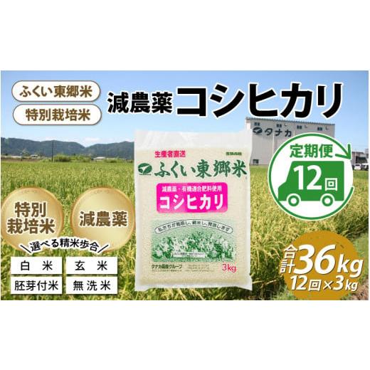 ふるさと納税 福井県 福井市 令和5年産 ふくい東郷米 特別栽培米 減農薬コシヒカリ 3kg×12ヶ月 合計36kg[H-020011_01]