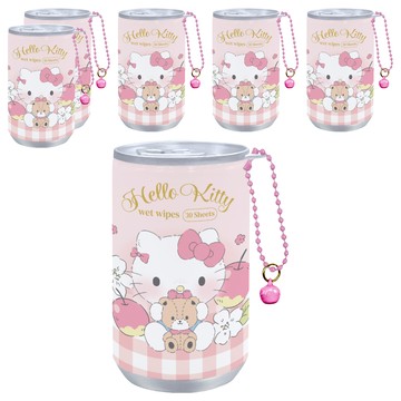 EUROTAI 台歐 三麗鷗 Hello Kitty 蘋果迷你易開罐濕紙巾  6個  30張  1g