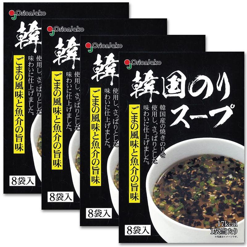 OrionJako 韓国のりスープ オリジナル 8袋入 x 4箱 お得セット 超簡単 レシピ オリオンジャコー 海苔スープ