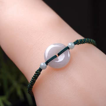 【願‧平安】冰種翡翠平安扣編織手鍊 | 天然緬甸A貨翡翠 | 送禮