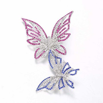 送耳釘簡約氣質韓版胸針女大衣配飾品仿藍水晶百搭時尚胸花別針