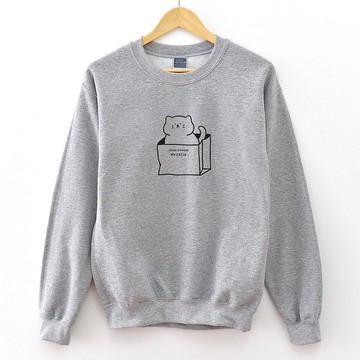 MY CAT IS 男女大學T 刷毛 中性版 灰色 聖誕交換禮物秋冬裝貓咪