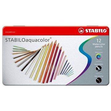 【德國天鵝STABILO】STABILOaquacolor 水彩樂水溶性色鉛筆 鐵盒12/24/36色鐵盒-36色(ST1636-5)