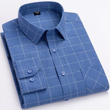 保羅男士春秋季薄款長袖襯衫中年休閑高檔免燙抗皺新款襯衣爸爸裝