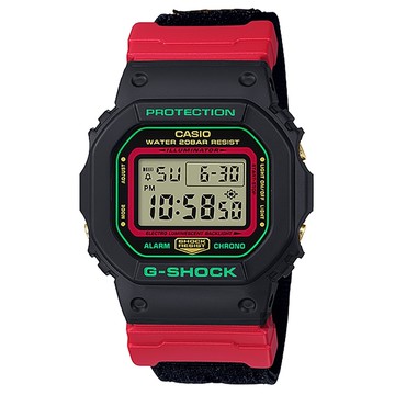 【CASIO 卡西歐】G-SHOCK 兩百米防水 帆布錶帶 運動電子錶 DW-5600THC-1 黑/紅 台南 時代鐘