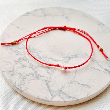 晨曦時光紅繩編織手鍊  奧地利水晶透亮彩虹色調 法