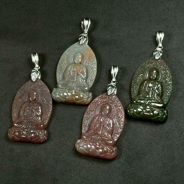 佛來幫你|七彩玉 佛像 玉髓 保平安 天然石項鍊 鋼墜頭 專屬配對 S26AA20-04