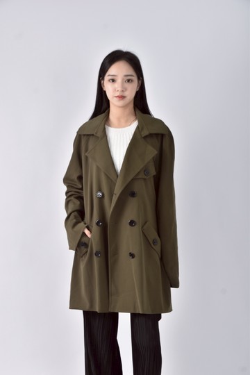 (M) burberry棉質風衣綠色外套