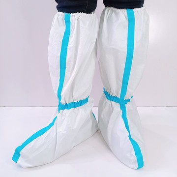 一次性隔離防護鞋套靴加厚防疫整箱系帶防滑白色鞋底戶外成人
