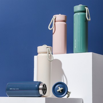 AKS 鈕繩保溫瓶 - 粉扣-350ml