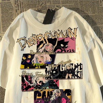 日系卡通動漫印花短袖t恤男女純棉亞比風高街2025新款夏學生上衣