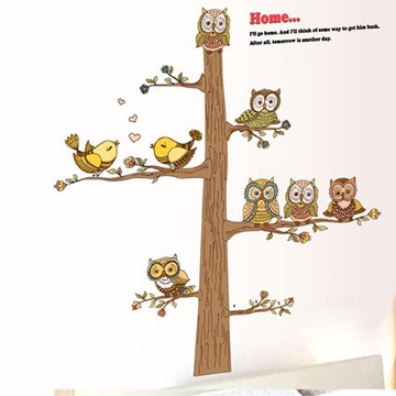 壁貼 卡通貓頭鷹 卡通壁貼 無痕壁貼 壁紙 牆貼