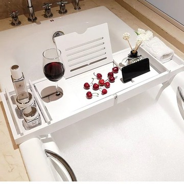 免運 開發票 浴室置物架 竹制防滑可伸縮浴缸架浴室浴盆木桶泡澡收納支架衛生間浴缸置物架