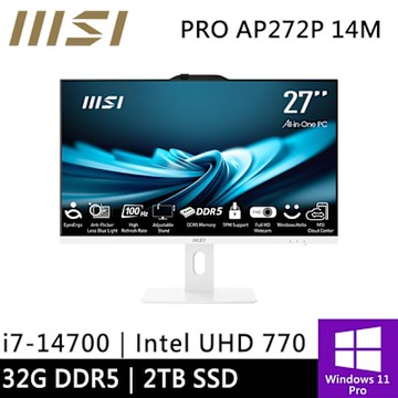 微星 PRO AP272P 14M-497TW-SP4 27型 白(i7-14700/32G/2TB SSD/W11P)特仕版
