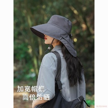 闆娘推薦🌈防曬帽子女夏季遮陽帽戶外騎行護頸太陽帽大檐透氣摺疊登山漁夫帽