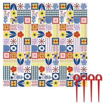 PICNIC&HOME by ASAHIKOYO 繽紛花朵4角釘定野餐墊組  彩色印花  180 x 180cm