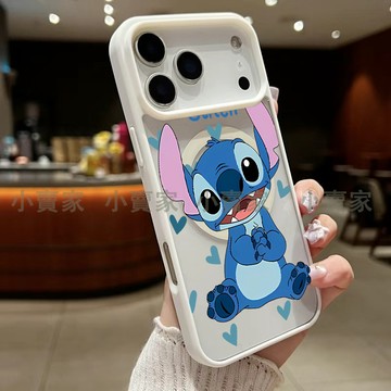 卡通史迪仔磁吸透明手機殼 iPhone 17 16 15 14 13 12 11 Pro Max XR 8p i7保護殼
