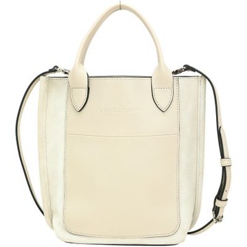 LONGCHAMP Cabas XS 麂皮x梅蒂斯羊皮手提/斜背托特包(米白)