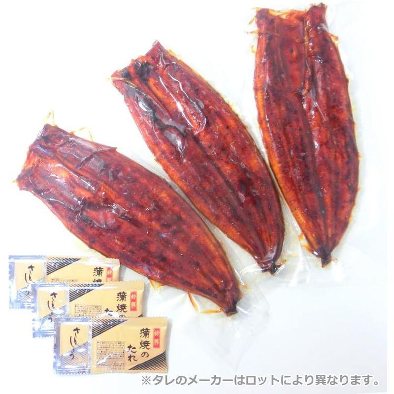 うなぎ蒲焼 炭火焼き 特大鰻 3尾 蒲焼のタレ＆山椒付き 約250ｇ 3本 ・うなぎ蒲焼長焼３本・