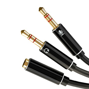 山澤 3.5mmAux高保真抗干擾二合一耳機麥克風轉接線 25CM
