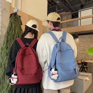 日系書包女大學生韓版ins大容量簡約純色背包初中高中男生雙肩包