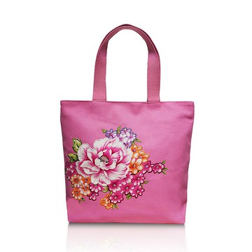 【花布先生】繡花肩背袋(粉色)