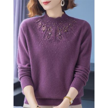 100%純羊毛衫毛衣女秋冬2025新款半高領打底衫加厚媽媽針織上衣服