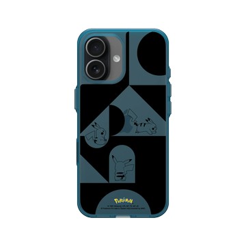 iPhone 17 Clear (相機按鈕) 夜幕藍 - 寶可夢 Pokemon - 皮卡丘與積木-黑白版