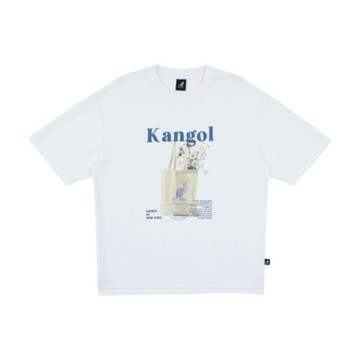 KANGOL 短T 白色 雛菊 涼感 寬版落肩 短袖 上衣 女 6622101400
